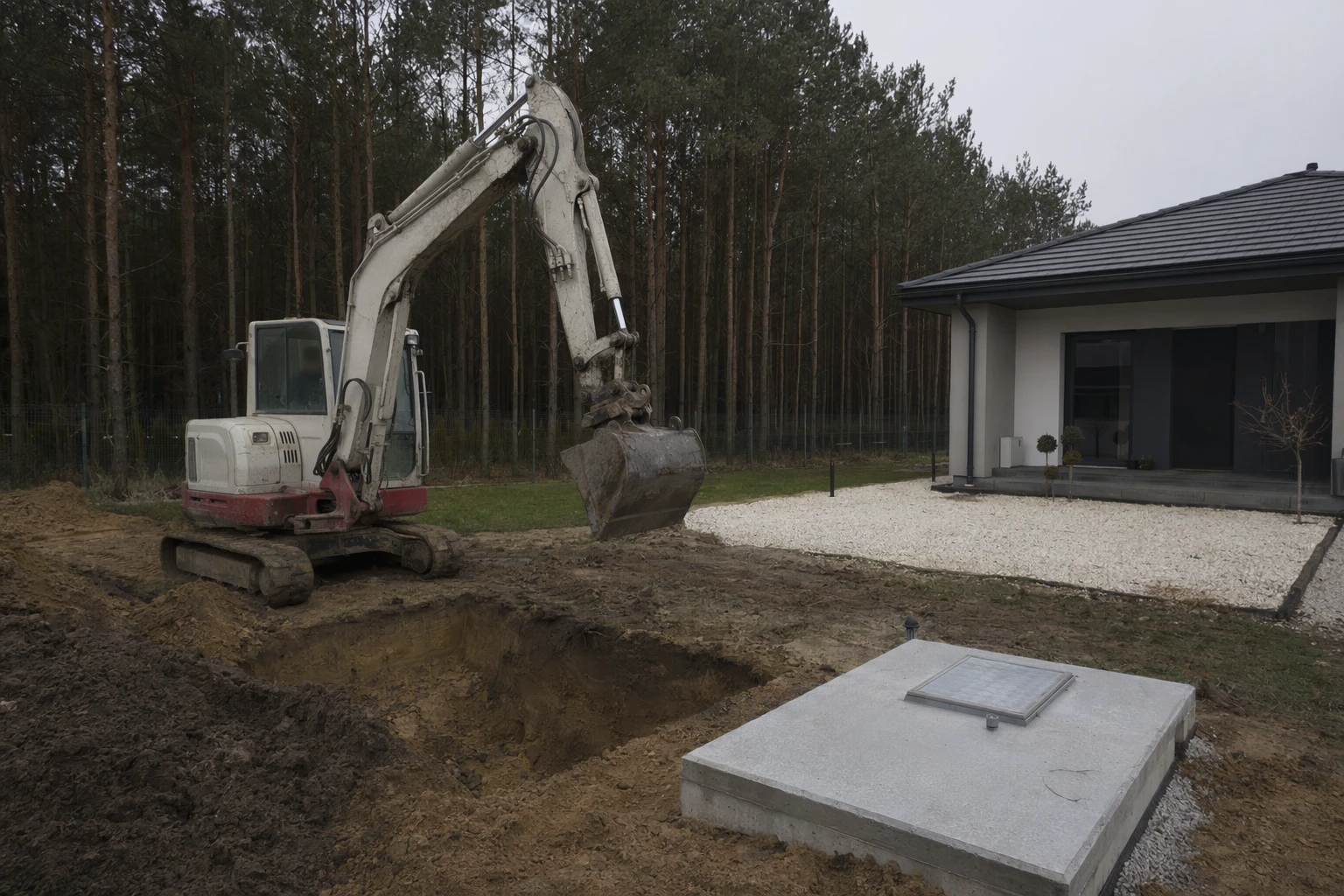 Szambo betonowe Piaseczno, montaż z transportem HDS