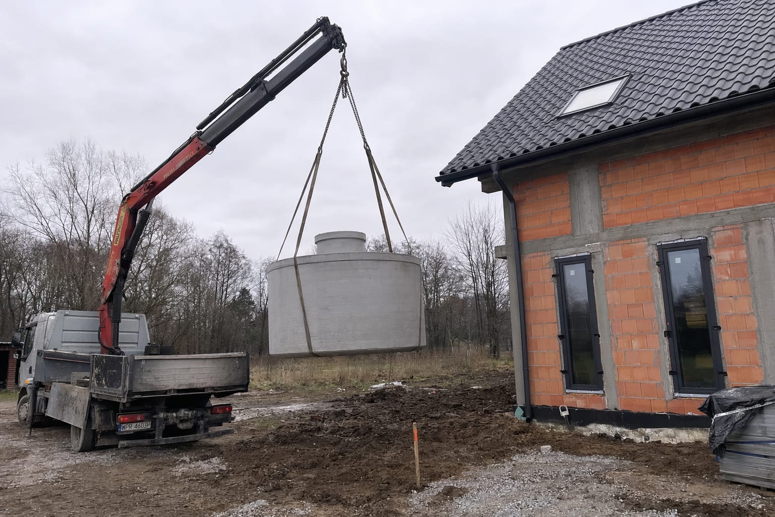 Montaż szamba betonowego, okolice Pruszkowa